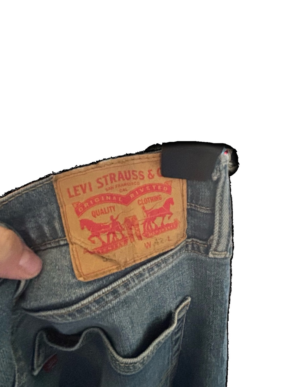 Levi's Men's Straight Jeans — Blue Denim with Tan Patch